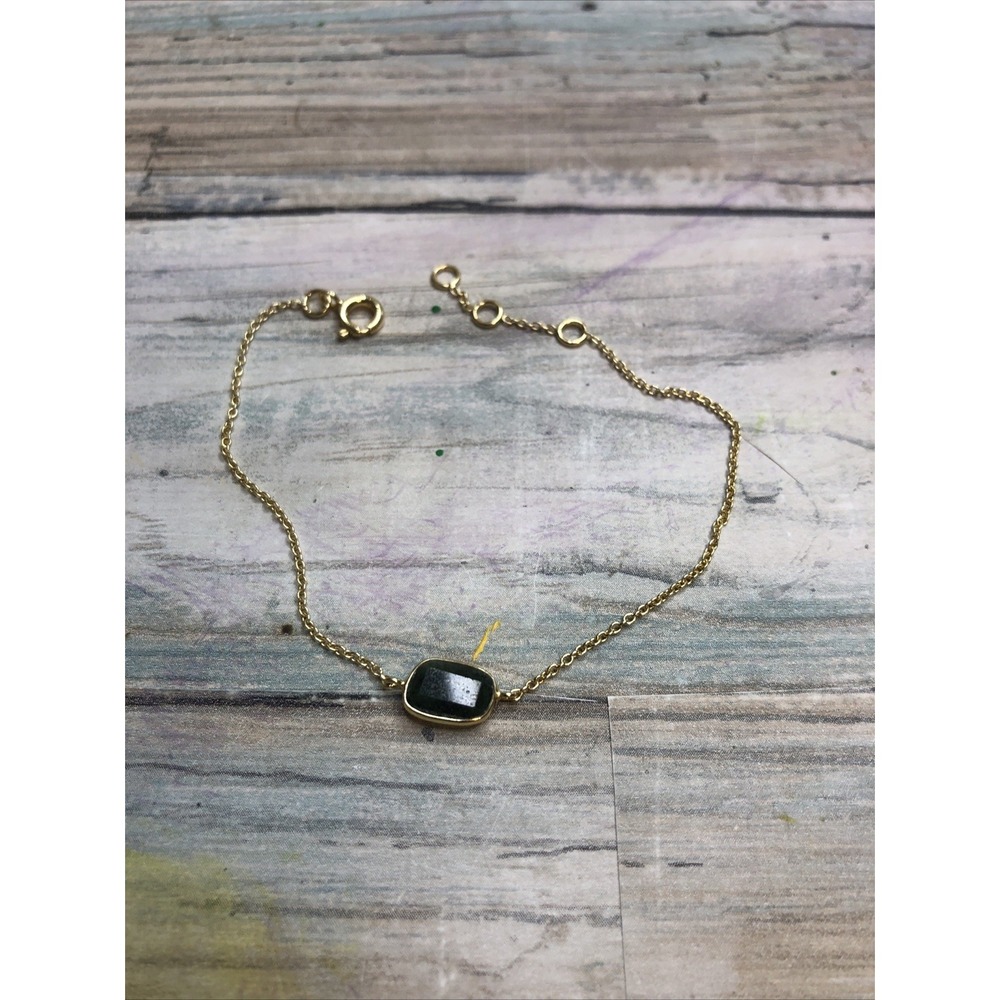 Dainty Gold Vermeil 925 Semi precious stone Bracelet 7.5"‎ chain adjustable